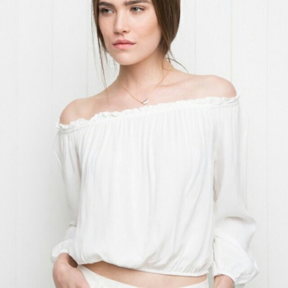 Brandy Melville Maura White Off the Shoulder Top